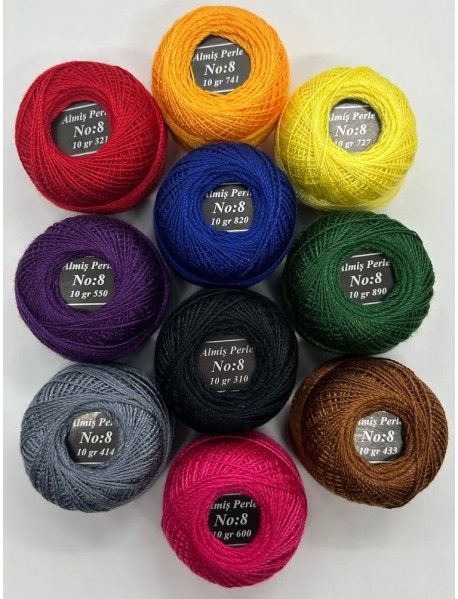  Almiş Perle Etamin-kanaviçe 10'lu Iplik Seti (10 Gr-No:8) Set 1