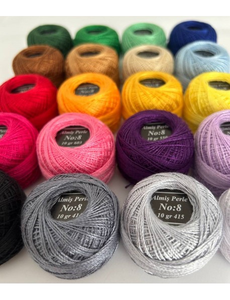  Almiş Perle Etamin-kanaviçe 20'li Iplik Seti (10 Gr-No:8)