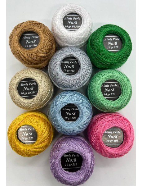  Almiş Perle Etamin-kanaviçe 10'lu Iplik Seti (10 Gr-No:8) Set 2