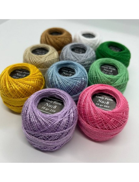  Almiş Perle Etamin-kanaviçe 10'lu Iplik Seti (10 Gr-No:8) Set 2