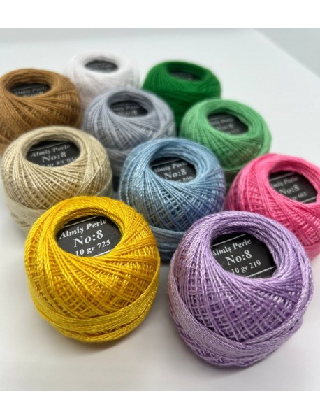  Almiş Perle Etamin-kanaviçe 10'lu Iplik Seti (10 Gr-No:8) Set 2