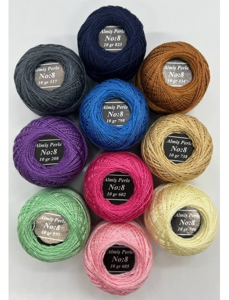  Almiş Perle Etamin-kanaviçe 10'lu Iplik Seti (10 Gr-No:8) Set 3