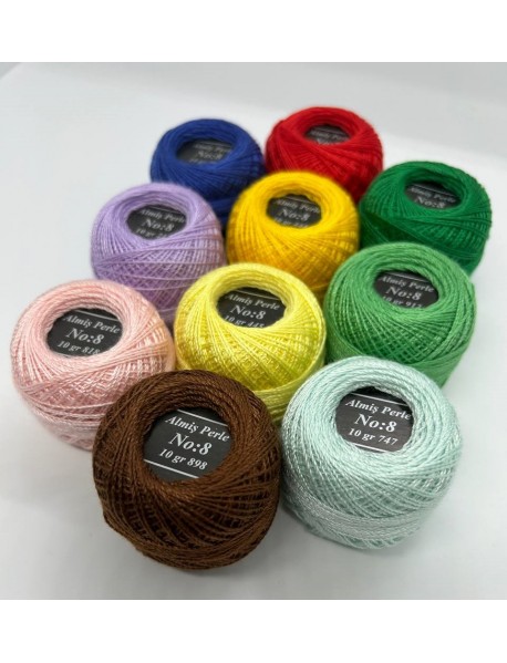  Almiş Perle Etamin-kanaviçe 10'li Iplik Seti (10 Gr-No:8) Set 4