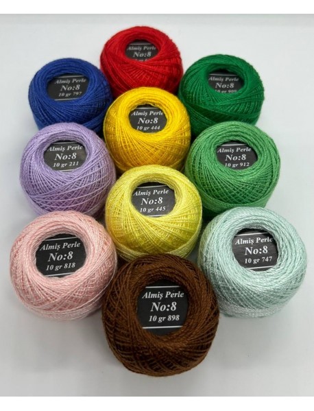  Almiş Perle Etamin-kanaviçe 10'li Iplik Seti (10 Gr-No:8) Set 4