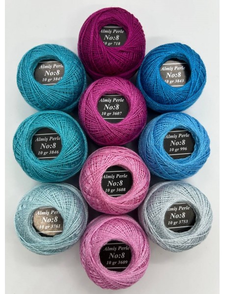  Almiş Perle Etamin-kanaviçe 10'lu Iplik Seti (10 Gr-No:8) Set 7