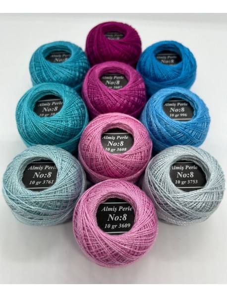  Almiş Perle Etamin-kanaviçe 10'lu Iplik Seti (10 Gr-No:8) Set 7