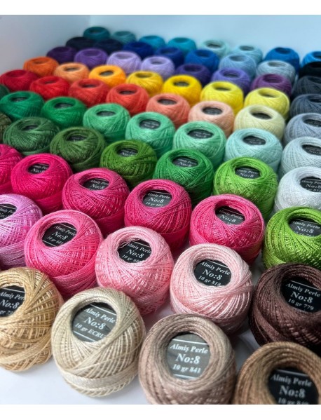  Almiş Perle Etamin-kanaviçe 80'li Iplik Seti (10 Gr-No:8) 