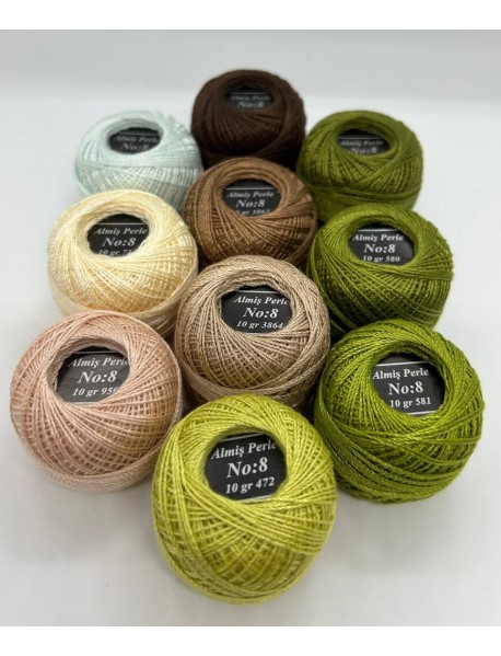  Almiş Perle Etamin-kanaviçe 10'lu Iplik Seti (10 Gr-No:8) Set 9