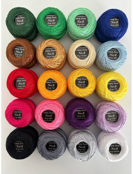 Almiş Perle Etamin-kanaviçe 20'li Iplik Seti (10 Gr-No:8)